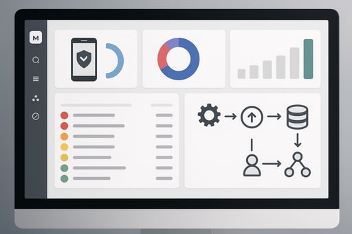Clean dashboard interface showing unified mobile security testing platform with vulnerability management and integration workflows